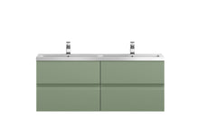 Hudson Reed Urban 1200 Wall Hung 4 Drawer Vanity & Double Basin Contemp Satin Green MFC Painted Matt 540x1205x383mm - URB804C - JJ Building Materials