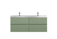 Hudson Reed Urban 1200 Wall Hung 4 Drawer Vanity & Double Basin Contemp Satin Green MFC Painted Matt 540x1205x383mm - URB804F - JJ Building Materials