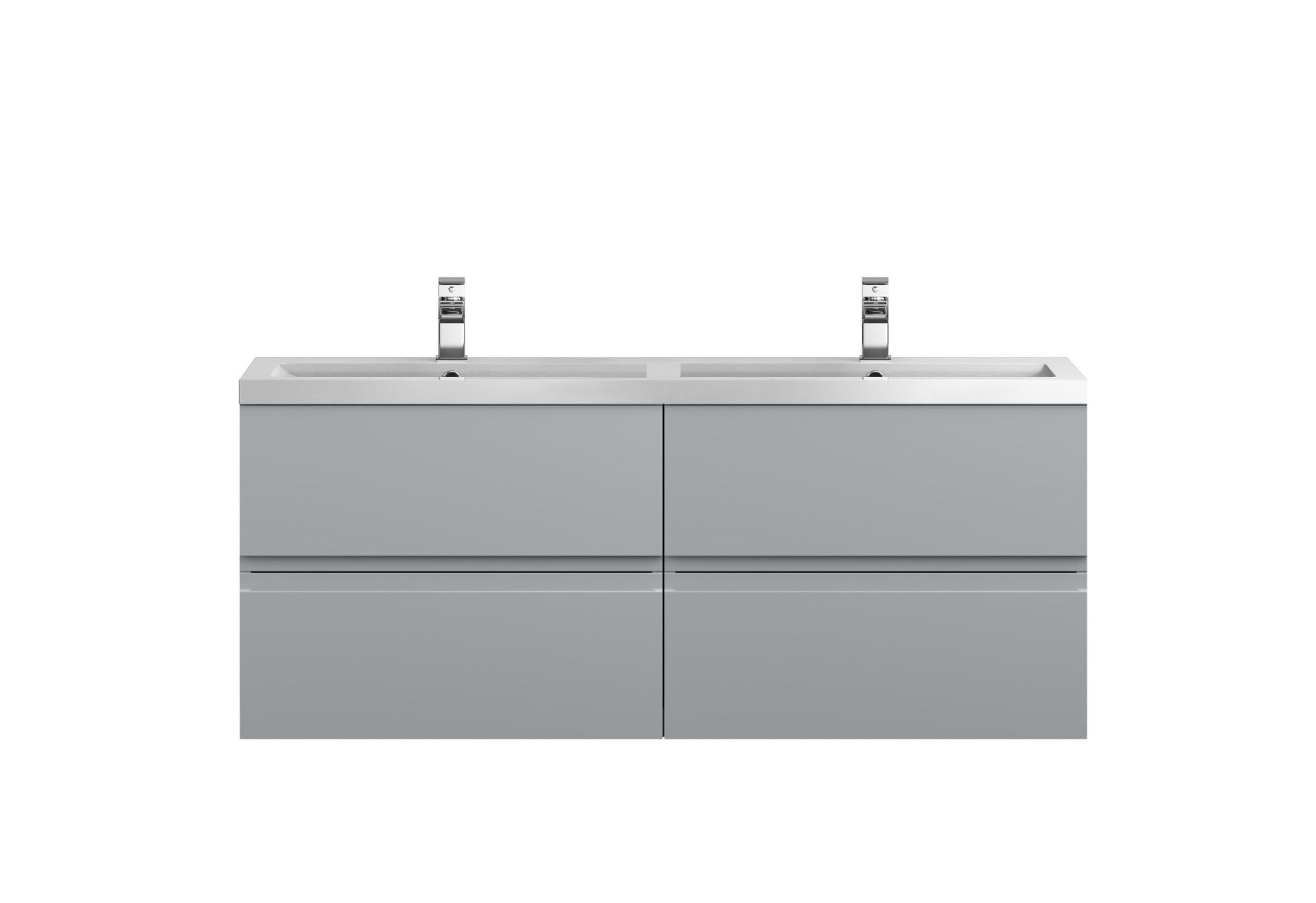 Hudson Reed Urban 1200 Wall Hung 4 Drawer Vanity & Double Basin Contemp Satin Grey MFC Painted Matt 540x1205x383mm - URB204C - JJ Building Materials