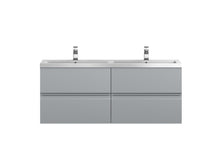Hudson Reed Urban 1200 Wall Hung 4 Drawer Vanity & Double Basin Contemp Satin Grey MFC Painted Matt 540x1205x383mm - URB204C - JJ Building Materials