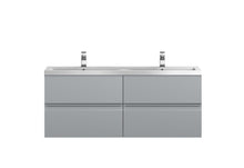 Hudson Reed Urban 1200 Wall Hung 4 Drawer Vanity & Double Basin Contemp Satin Grey MFC Painted Matt 540x1205x383mm - URB204F - JJ Building Materials
