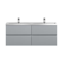 Hudson Reed Urban 1200 Wall Hung 4 Drawer Vanity & Double Basin Contemp Satin Grey MFC Painted Matt 540x1205x383mm - URB204F - JJ Building Materials