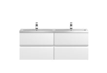 Hudson Reed Urban 1200 Wall Hung 4 Drawer Vanity & Double Basin Contemp Satin White MFC Painted Matt 540x1205x383mm - URB104C - JJ Building Materials
