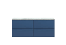 Hudson Reed Urban 1200mm Wall Hung 4 - drawer Unit & Laminate Worktop Contemp Satin Blue MFC Painted Matt 522x1205x390mm - URB304LBG2 - JJ Building Materials