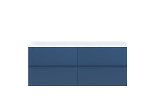 Hudson Reed Urban 1200mm Wall Hung 4 - drawer Unit & Laminate Worktop Contemp Satin Blue MFC Painted Matt 522x1205x390mm - URB304LSW2 - JJ Building Materials
