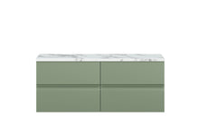 Hudson Reed Urban 1200mm Wall Hung 4 - drawer Unit & Laminate Worktop Contemp Satin Green MFC Painted Matt 522x1205x390mm - URB804LCM2 - JJ Building Materials