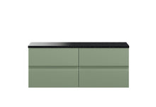Hudson Reed Urban 1200mm Wall Hung 4 - drawer Unit & Laminate Worktop Contemp Satin Green MFC Painted Matt 522x1205x390mm - URB804LSB2 - JJ Building Materials