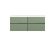 Hudson Reed Urban 1200mm Wall Hung 4 - drawer Unit & Laminate Worktop Contemp Satin Green MFC Painted Matt 522x1205x390mm - URB804LSW2 - JJ Building Materials