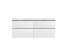 Hudson Reed Urban 1200mm Wall Hung 4 - drawer Unit & Laminate Worktop Contemp Satin White MFC Painted Matt 522x1205x390mm - URB104LBG2 - JJ Building Materials