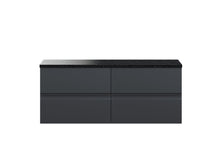 Hudson Reed Urban 1200mm Wall Hung 4 - drawer Unit & Laminate Worktop Contemp Soft Black MFC Painted Matt 522x1205x390mm - URB1404LSB2 - JJ Building Materials