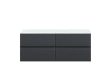 Hudson Reed Urban 1200mm Wall Hung 4 - drawer Unit & Laminate Worktop Contemp Soft Black MFC Painted Matt 522x1205x390mm - URB1404LSW2 - JJ Building Materials