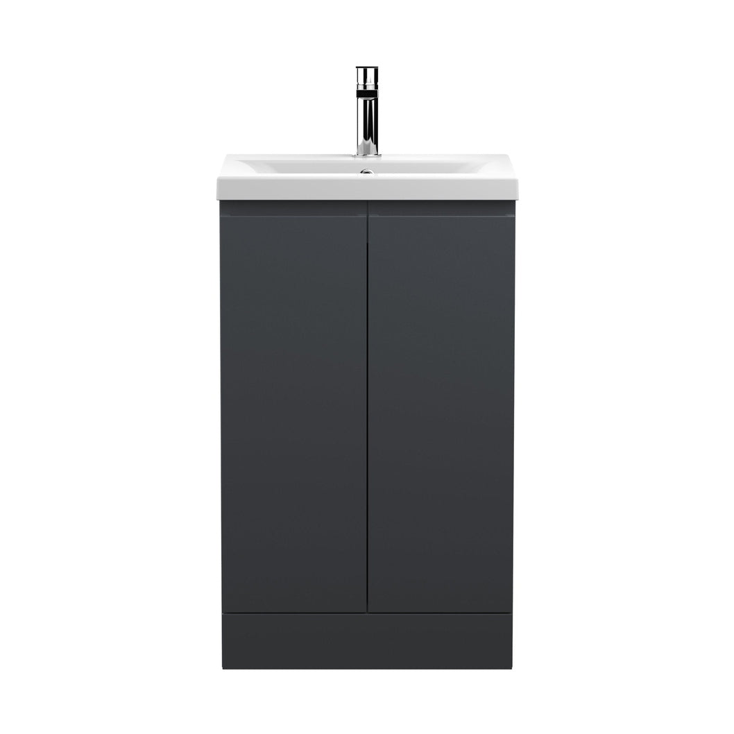 Hudson Reed Urban 500mm Floor Standing 2 Door Vanity & Basin 1 Contemp Soft Black MFC Painted Matt 850x510x390mm - JJ Building Materials