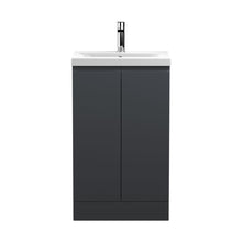 Hudson Reed Urban 500mm Floor Standing 2 Door Vanity & Basin 1 Contemp Soft Black MFC Painted Matt 850x510x390mm - JJ Building Materials