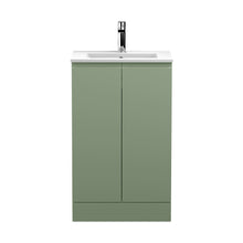 Hudson Reed Urban 500mm Floor Standing 2 Door Vanity & Basin 2 Contemp Satin Green MFC Painted Matt 828x510x390mm - JJ Building Materials