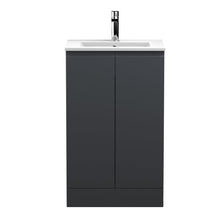 Hudson Reed Urban 500mm Floor Standing 2 Door Vanity & Basin 2 Contemp Soft Black MFC Painted Matt 828x510x390mm - JJ Building Materials