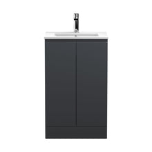 Hudson Reed Urban 500mm Floor Standing 2 Door Vanity & Basin 2 Contemp Soft Black MFC Painted Matt 828x510x390mm - JJ Building Materials