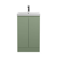Hudson Reed Urban 500mm Floor Standing 2 Door Vanity & Basin 3 Contemp Satin Green MFC Painted Matt 860x510x395mm - JJ Building Materials