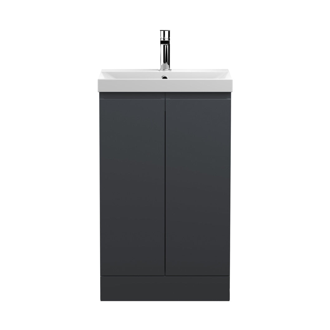 Hudson Reed Urban 500mm Floor Standing 2 Door Vanity & Basin 3 Contemp Soft Black MFC Painted Matt 860x510x395mm - JJ Building Materials