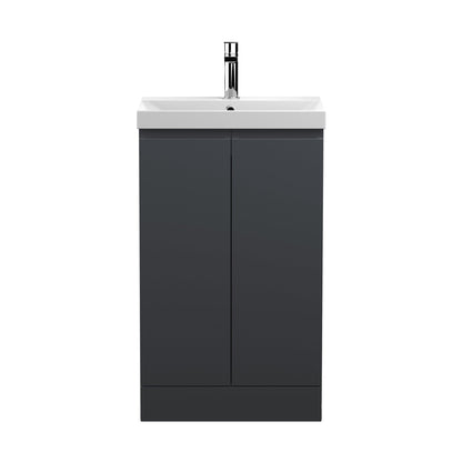 Hudson Reed Urban 500mm Floor Standing 2 Door Vanity & Basin 3 Contemp Soft Black MFC Painted Matt 860x510x395mm - JJ Building Materials