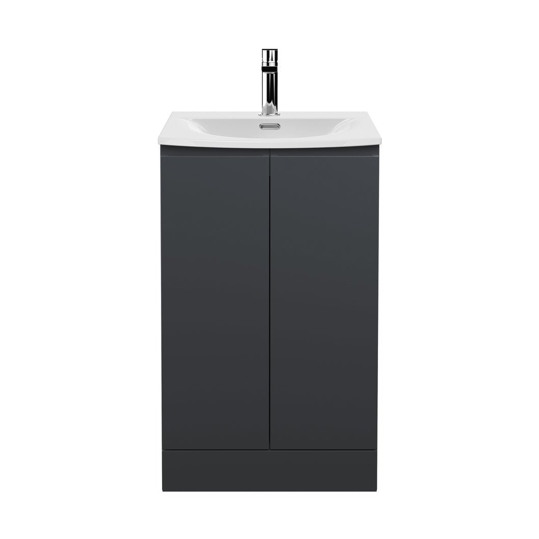 Hudson Reed Urban 500mm Floor Standing 2 Door Vanity & Basin 4 Contemp Soft Black MFC Painted Matt 835x510x440mm - JJ Building Materials