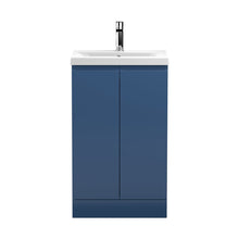 Hudson Reed Urban 500mm Floor Standing 2-door Vanity Unit & Basin 1 Contemp Satin Blue MFC Painted Matt 850x510x390mm - JJ Building Materials
