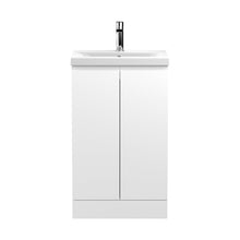 Hudson Reed Urban 500mm Floor Standing 2-door Vanity Unit & Basin 1 Contemp Satin White MFC Painted Matt 850x510x390mm - JJ Building Materials