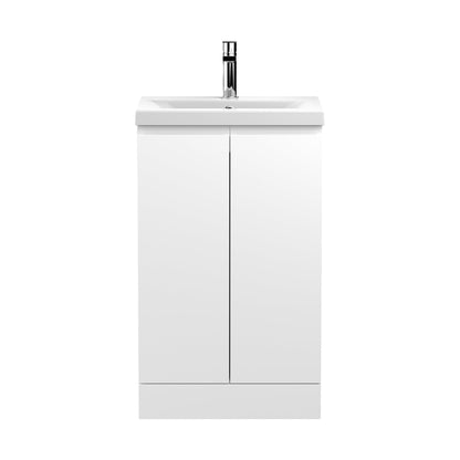 Hudson Reed Urban 500mm Floor Standing 2-door Vanity Unit & Basin 1 Contemp Satin White MFC Painted Matt 850x510x390mm - JJ Building Materials