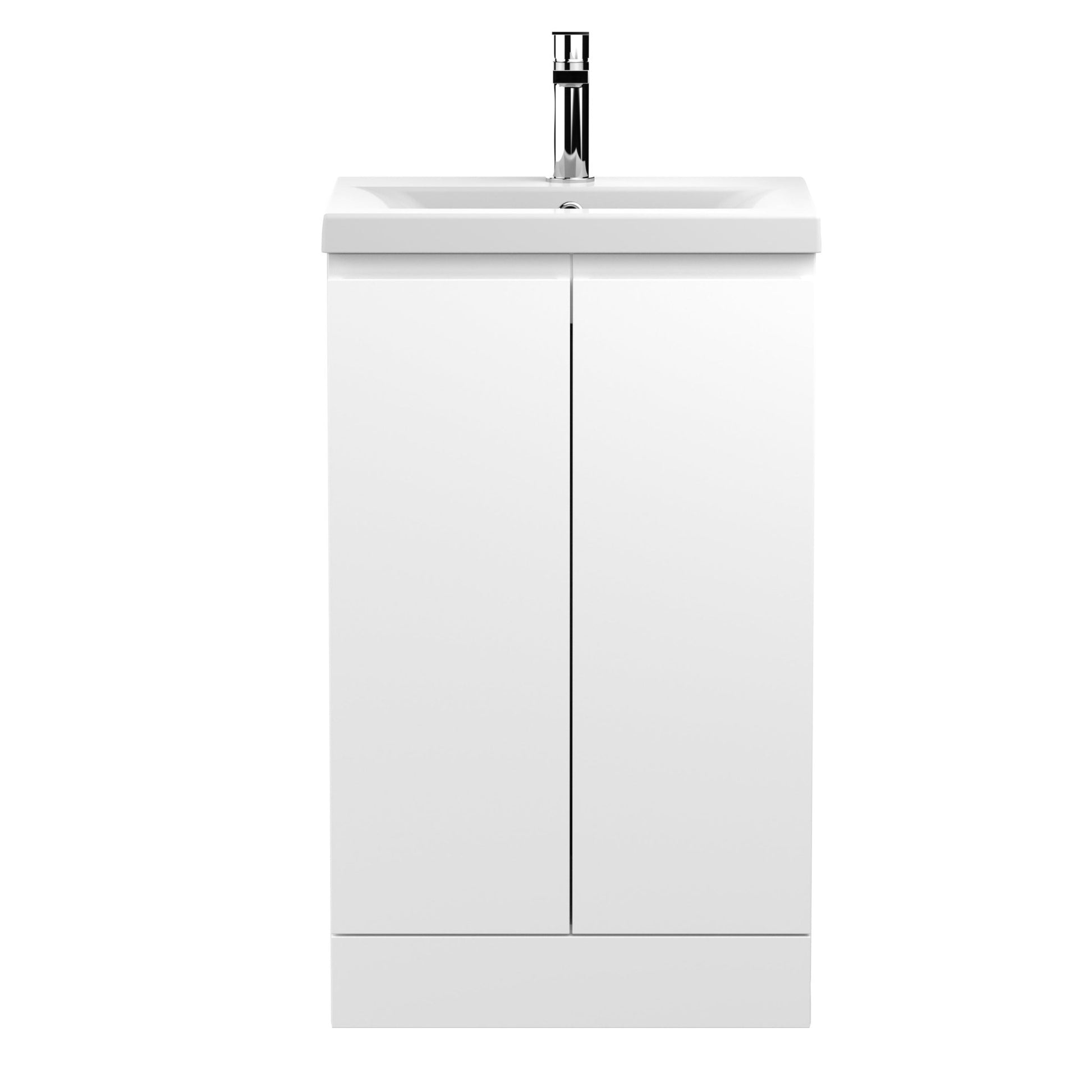 Hudson Reed Urban 500mm Floor Standing 2 - door Vanity Unit & Basin 1 Contemp Satin White MFC Painted Matt 850x510x390mm - JJ Building Materials