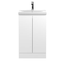 Hudson Reed Urban 500mm Floor Standing 2 - door Vanity Unit & Basin 1 Contemp Satin White MFC Painted Matt 850x510x390mm - JJ Building Materials