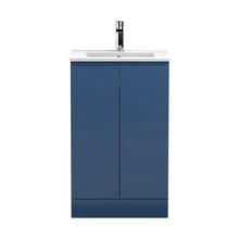 Hudson Reed Urban 500mm Floor Standing 2-door Vanity Unit & Basin 2 Contemp Satin Blue MFC Painted Matt 828x505x395mm - JJ Building Materials