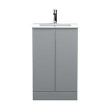 Hudson Reed Urban 500mm Floor Standing 2-door Vanity Unit & Basin 2 Contemp Satin Grey MFC Painted Matt 828x505x395mm - JJ Building Materials