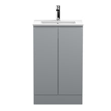 Hudson Reed Urban 500mm Floor Standing 2 - door Vanity Unit & Basin 2 Contemp Satin Grey MFC Painted Matt 828x505x395mm - JJ Building Materials