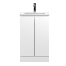 Hudson Reed Urban 500mm Floor Standing 2 - door Vanity Unit & Basin 2 Contemp Satin White MFC Painted Matt 828x505x395mm - JJ Building Materials