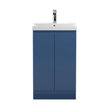 Hudson Reed Urban 500mm Floor Standing 2-door Vanity Unit & Basin 3 Contemp Satin Blue MFC Painted Matt 860x510x395mm - JJ Building Materials