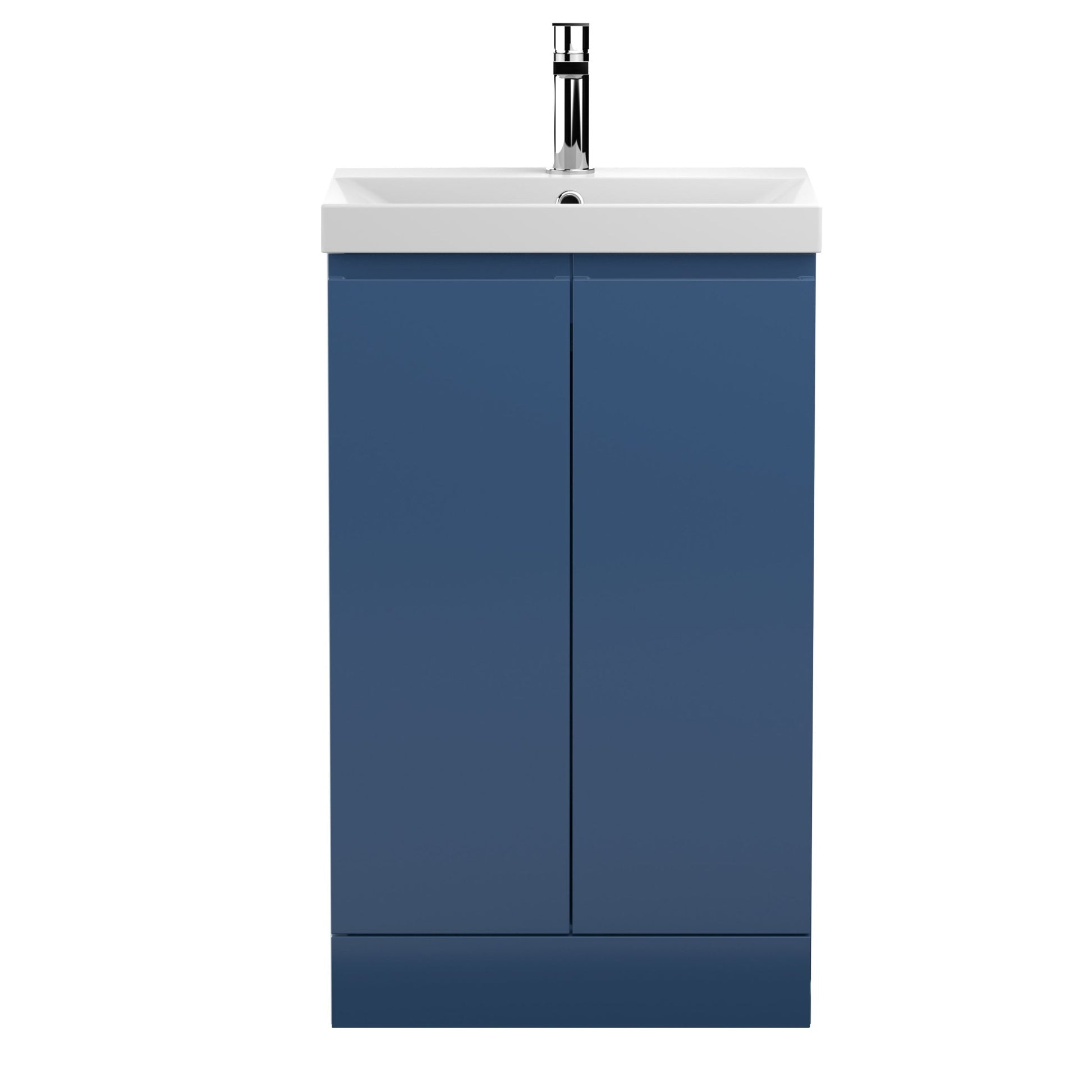 Hudson Reed Urban 500mm Floor Standing 2 - door Vanity Unit & Basin 3 Contemp Satin Blue MFC Painted Matt 860x510x395mm - JJ Building Materials