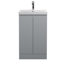 Hudson Reed Urban 500mm Floor Standing 2 - door Vanity Unit & Basin 3 Contemp Satin Grey MFC Painted Matt 860x510x395mm - JJ Building Materials