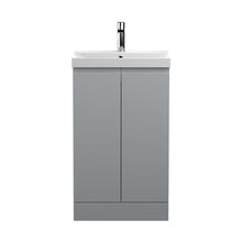 Hudson Reed Urban 500mm Floor Standing 2-door Vanity Unit & Basin 3 Contemp Satin Grey MFC Painted Matt 860x510x395mm - JJ Building Materials