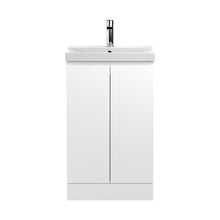 Hudson Reed Urban 500mm Floor Standing 2-door Vanity Unit & Basin 3 Contemp Satin White MFC Painted Matt 860x510x395mm - JJ Building Materials