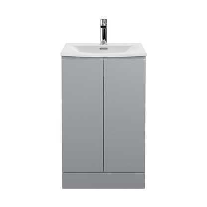 Hudson Reed Urban 500mm Floor Standing 2 Door Vanity Unit & Basin 4 Contemp Satin Grey MFC Painted Matt 840x510x440mm - JJ Building Materials