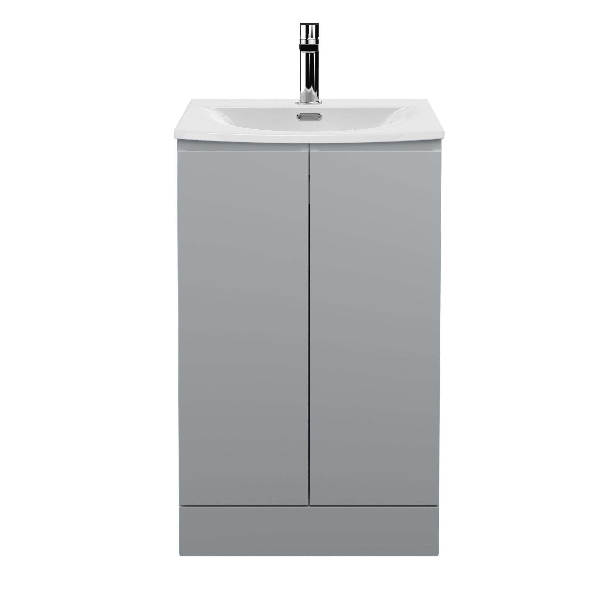 Hudson Reed Urban 500mm Floor Standing 2 Door Vanity Unit & Basin 4 Contemp Satin Grey MFC Painted Matt 840x510x440mm - JJ Building Materials