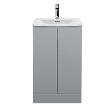 Hudson Reed Urban 500mm Floor Standing 2 Door Vanity Unit & Basin 4 Contemp Satin Grey MFC Painted Matt 840x510x440mm - JJ Building Materials