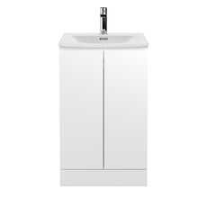 Hudson Reed Urban 500mm Floor Standing 2 Door Vanity Unit & Basin 4 Contemp Satin White MFC Painted Matt 840x510x440mm - JJ Building Materials