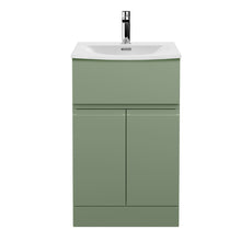 Hudson Reed Urban 500mm Floor Standing 2 Door/drawer Unit & Basin 4 Contemp Satin Green MFC Painted Matt 835x510x440mm - JJ Building Materials