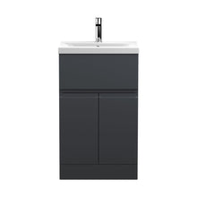 Hudson Reed Urban 500mm Floor Standing 2 Door/drawer Vanity & Basin 1 Contemp Soft Black MFC Painted Matt 850x510x390mm - JJ Building Materials