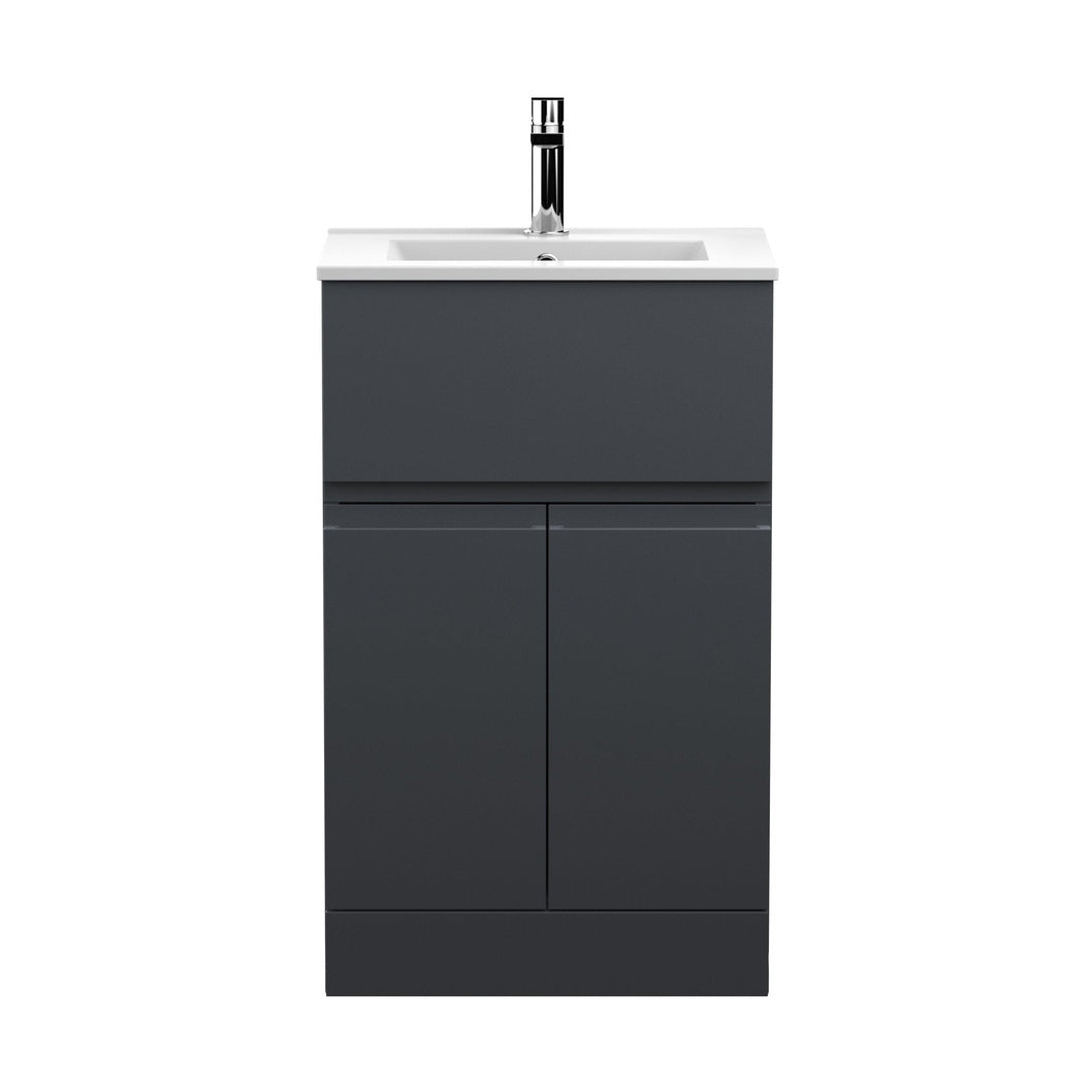 Hudson Reed Urban 500mm Floor Standing 2 Door/drawer Vanity & Basin 2 Contemp Soft Black MFC Painted Matt 828x510x390mm - JJ Building Materials