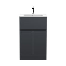 Hudson Reed Urban 500mm Floor Standing 2 Door/drawer Vanity & Basin 2 Contemp Soft Black MFC Painted Matt 828x510x390mm - JJ Building Materials