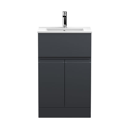 Hudson Reed Urban 500mm Floor Standing 2 Door/drawer Vanity & Basin 2 Contemp Soft Black MFC Painted Matt 828x510x390mm - JJ Building Materials