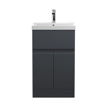 Hudson Reed Urban 500mm Floor Standing 2 Door/drawer Vanity & Basin 3 Contemp Soft Black MFC Painted Matt 860x510x395mm - JJ Building Materials