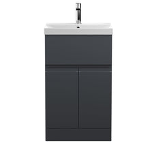 Hudson Reed Urban 500mm Floor Standing 2 Door/drawer Vanity & Basin 3 Contemp Soft Black MFC Painted Matt 860x510x395mm - JJ Building Materials