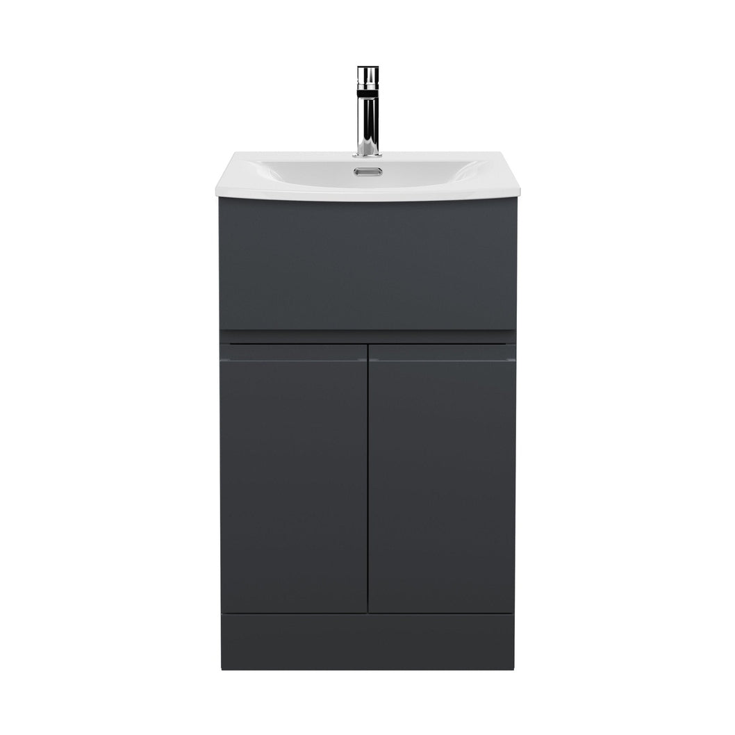 Hudson Reed Urban 500mm Floor Standing 2 Door/drawer Vanity & Basin 4 Contemp Soft Black MFC Painted Matt 835x510x440mm - JJ Building Materials